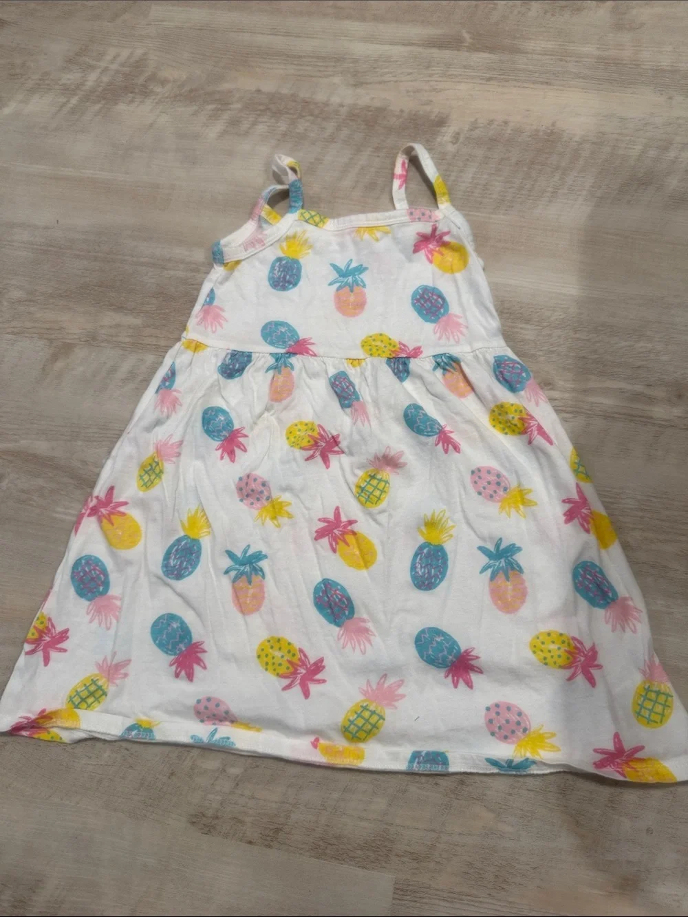 Old Navy White Sundress with Pink, Blue & Yellow Pineapple Print
